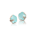 Pasquale Bruni Petit Joli Earrings in 18k Rose Gold with Sea Moon Gem, White & Champagne Diamonds - Aurum Jewels
