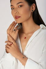 Pasquale Bruni Petit Joli Necklace in 18k Rose Gold with Red Carnelian, White & Champagne Diamonds - Aurum Jewels