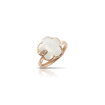 Pasquale Bruni Petit Joli Ring in 18k Rose Gold with White Agate, White & Champagne Diamonds - Aurum Jewels