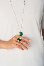 Pasquale Bruni Ton Joli Necklace in 18k Rose Gold with Green Agate, White & Champagne Diamonds - Aurum Jewels