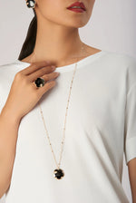 Pasquale Bruni Ton Joli Necklace in 18k Rose Gold with Onyx, White & Champagne Diamonds - Aurum Jewels