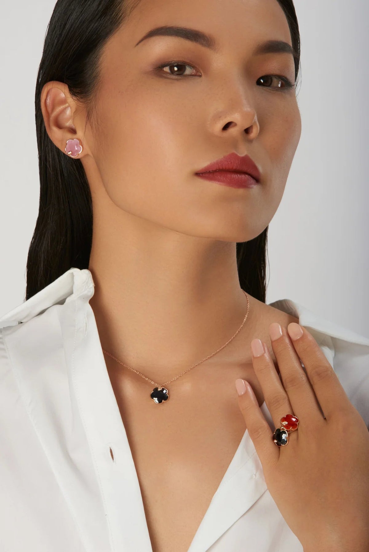 Pasquale Bruni Ton Joli Ring in 18k Rose Gold with Carnelian, White & Champagne Diamonds - Aurum Jewels