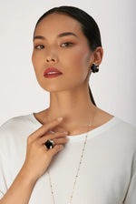 Pasquale Bruni Ton Joli Ring in 18k Rose Gold with Onyx, White & Champagne Diamonds - Aurum Jewels