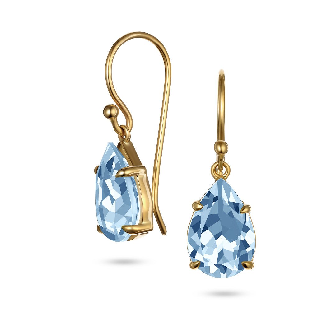 Pear Shape Aquamarine Drop Earrings - Aurum Jewels