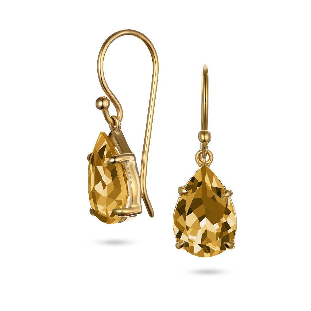 Pear Shape Citrine Drop Earrings - Aurum Jewels