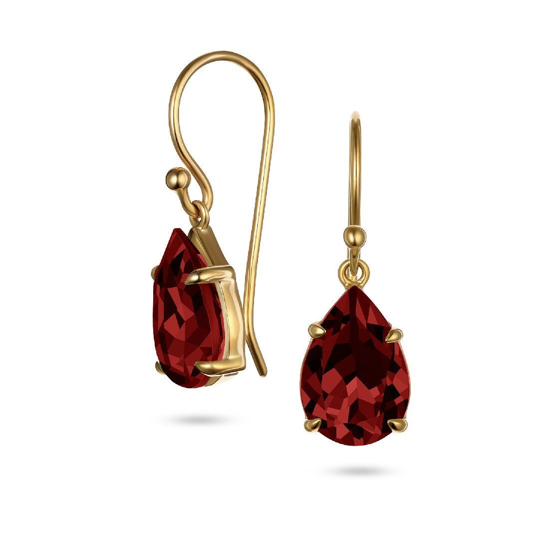 Pear Shape Garnet Drop Earrings - Aurum Jewels