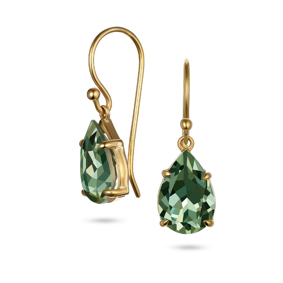 Pear Shape Green Amethyst Drop Earrings - Aurum Jewels