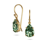 Pear Shape Green Amethyst Drop Earrings - Aurum Jewels
