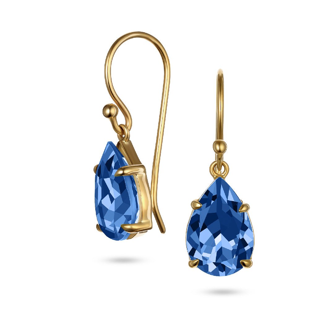 Pear Shape London Blue Topaz Drop Earrings - Aurum Jewels