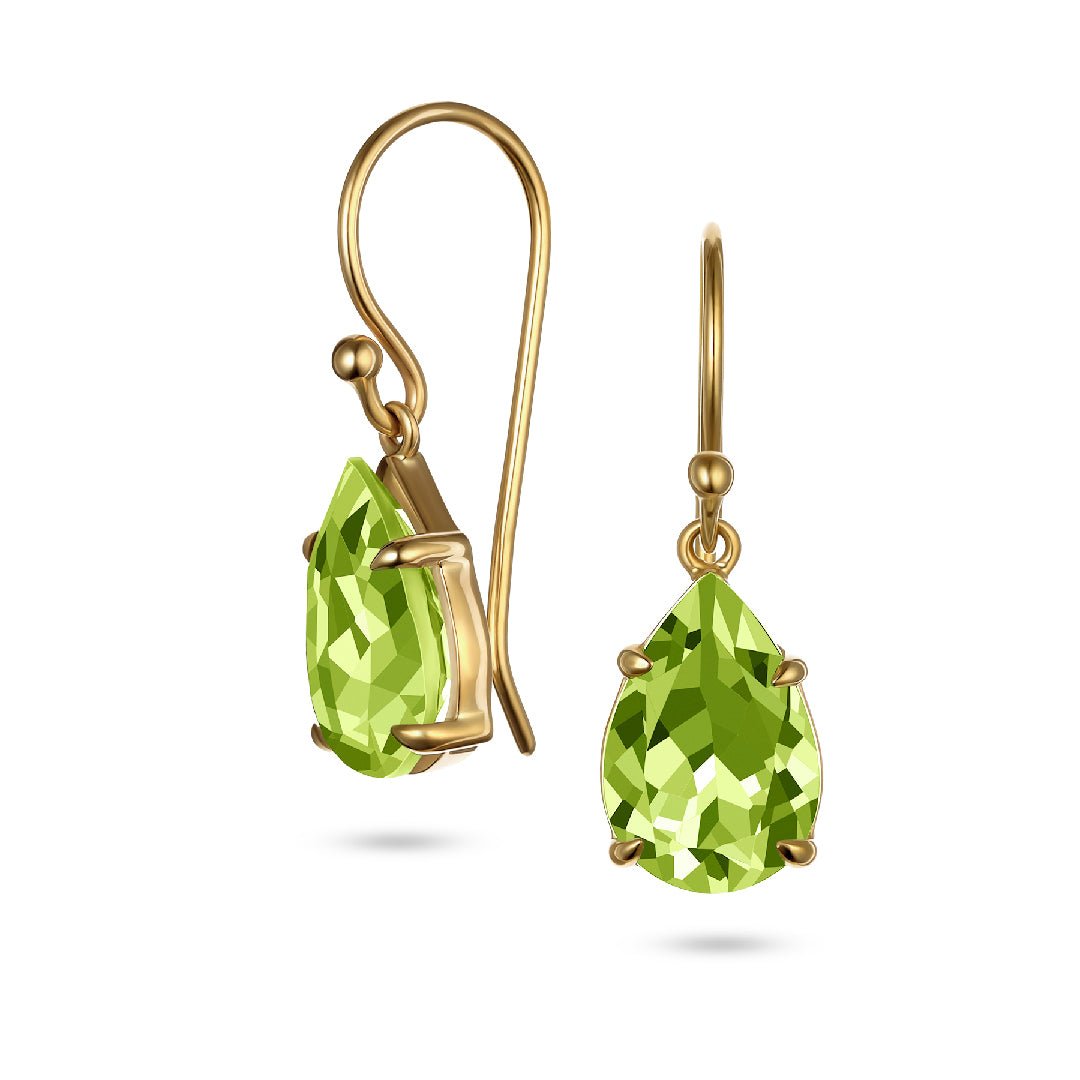 Pear Shape Peridot Drop Earrings - Aurum Jewels