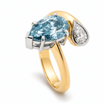 Pear Shaped Blue & White Diamond Engagement Ring - Aurum Jewels