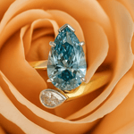 Pear Shaped Blue & White Diamond Engagement Ring - Aurum Jewels
