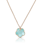 Petit Joli Necklace in 18k Rose Gold with Sea Moon gem and Diamonds. - Aurum Jewels