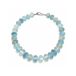 Polished Aquamarine Gemstone Rondel Bead Necklace - Aurum Jewels