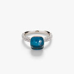 Pomellato Nudo Classic Ring London Blue Topaz & Diamonds - Aurum Jewels