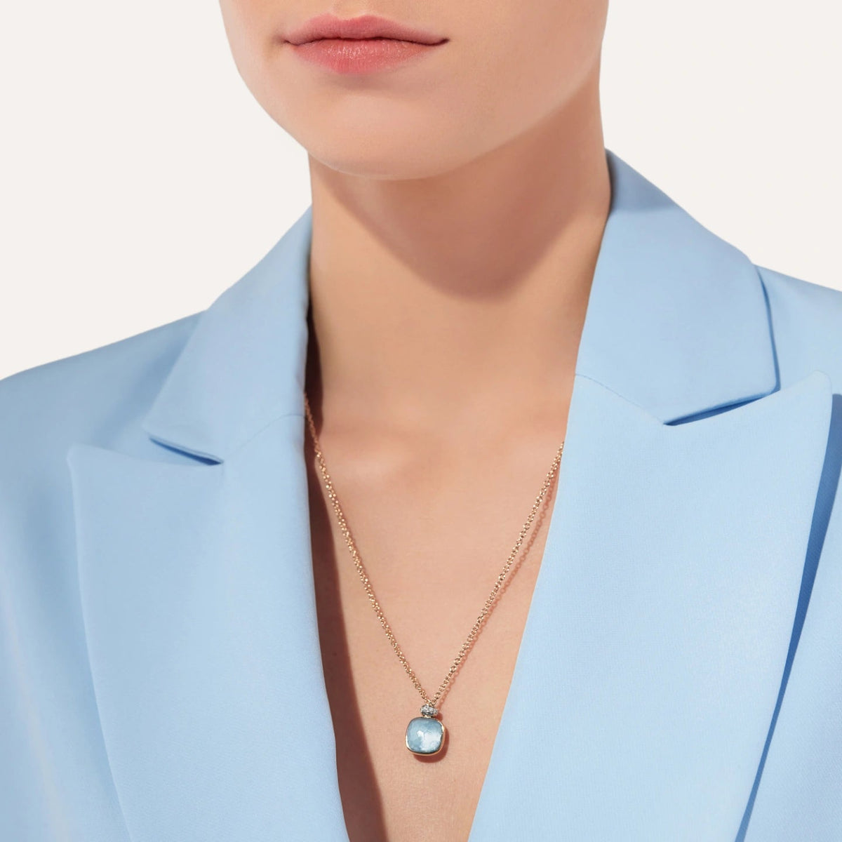 Pomellato Nudo Sky Blue Topaz Necklace with Diamonds - Aurum Jewels