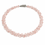 Rose Quartz Gemstone Briolette Shaped Beads Necklace - Aurum Jewels