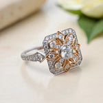 Rose & White Gold Diamond Cocktail Ring - Aurum Jewels