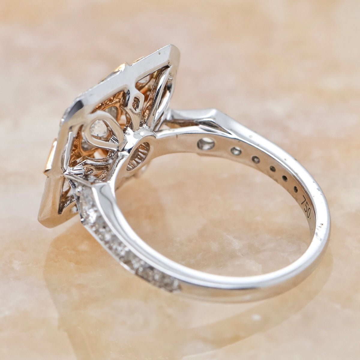 Rose & White Gold Diamond Cocktail Ring - Aurum Jewels