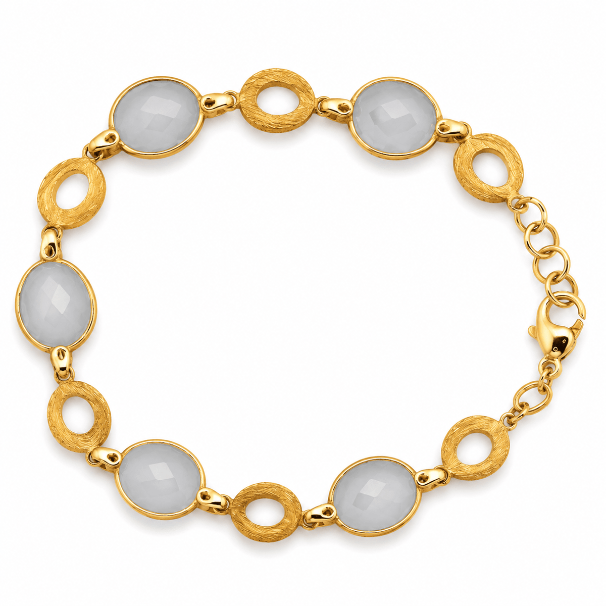 Satin Finished 18ct Yellow Gold & Chalcedony Bracelet - Aurum Jewels