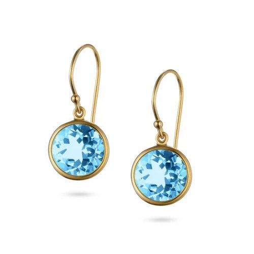 Sky Blue Topaz & Gold Drop Earrings - Aurum Jewels