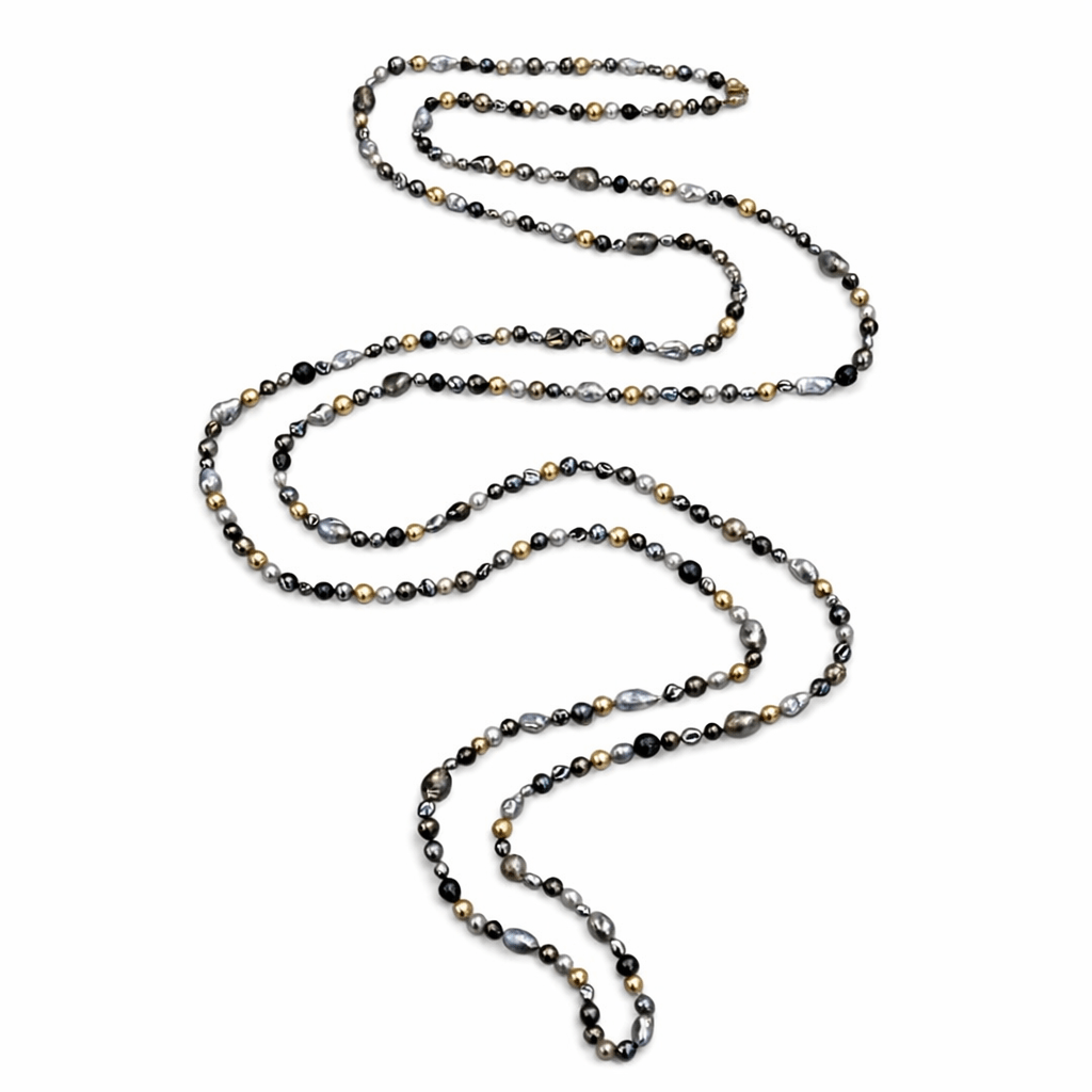 South Sea & Keshi Pearl Long Strand Necklace - Aurum Jewels