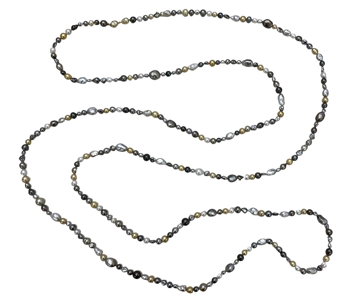 South Sea & Keshi Pearl Long Strand Necklace - Aurum Jewels