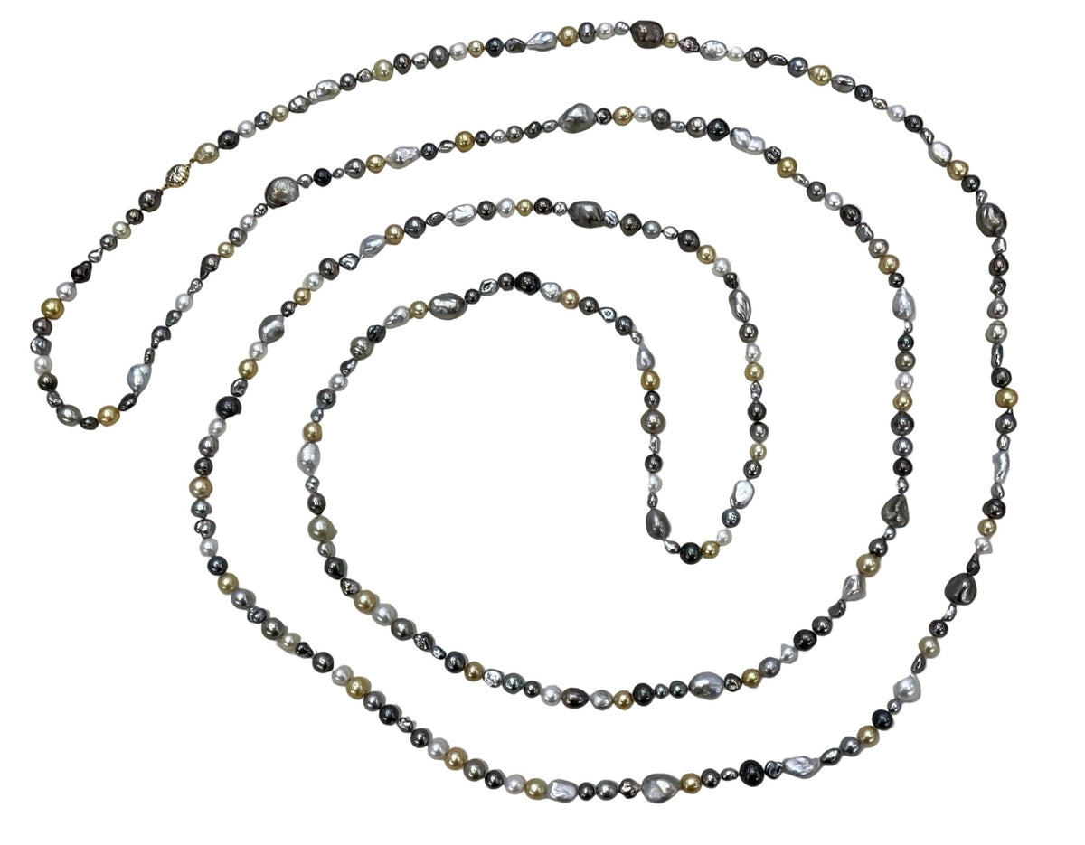 South Sea & Keshi Pearl Long Strand Necklace - Aurum Jewels