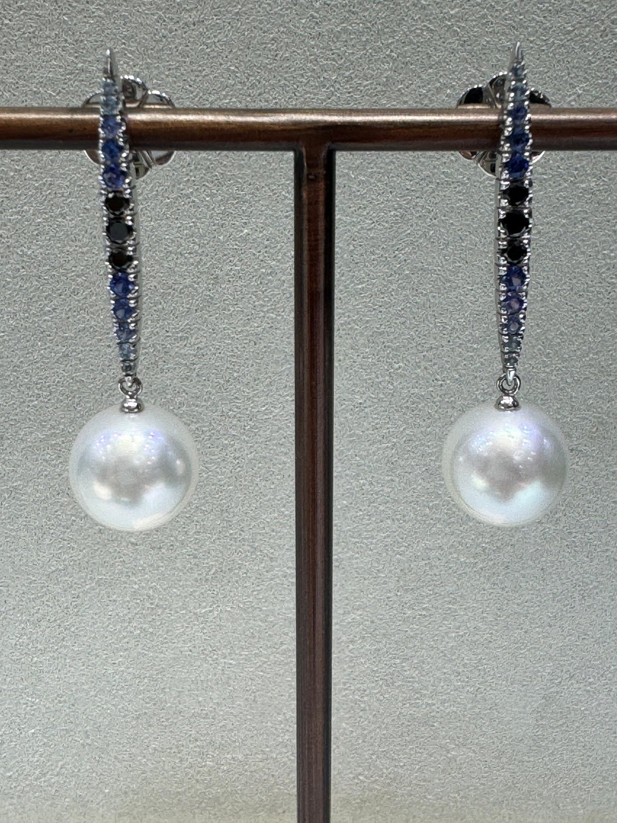 South Sea Pearl & Blue Sapphire Earrings - Aurum Jewels