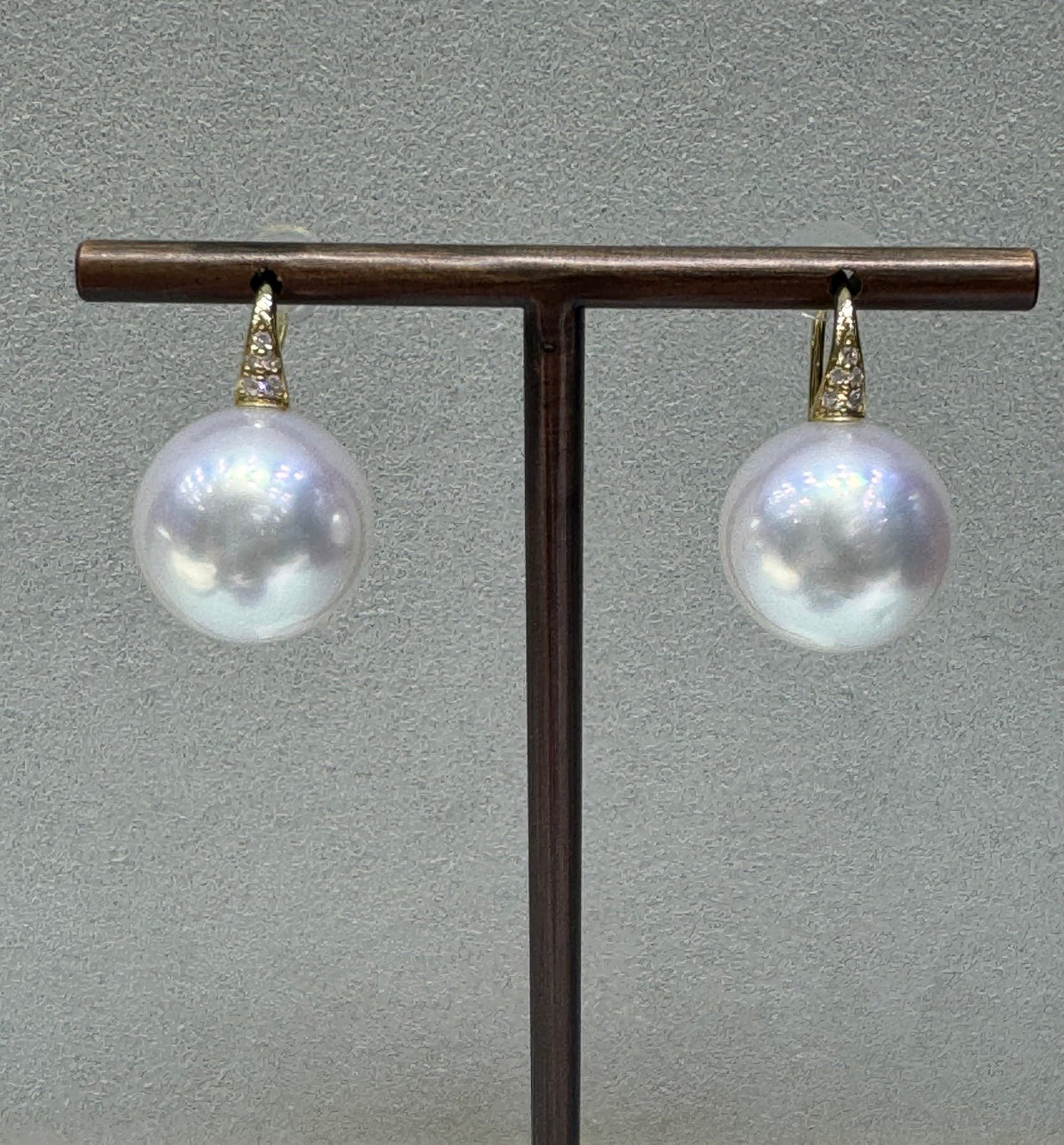 South Sea Pearl & Diamond Drop Earrings - Aurum Jewels