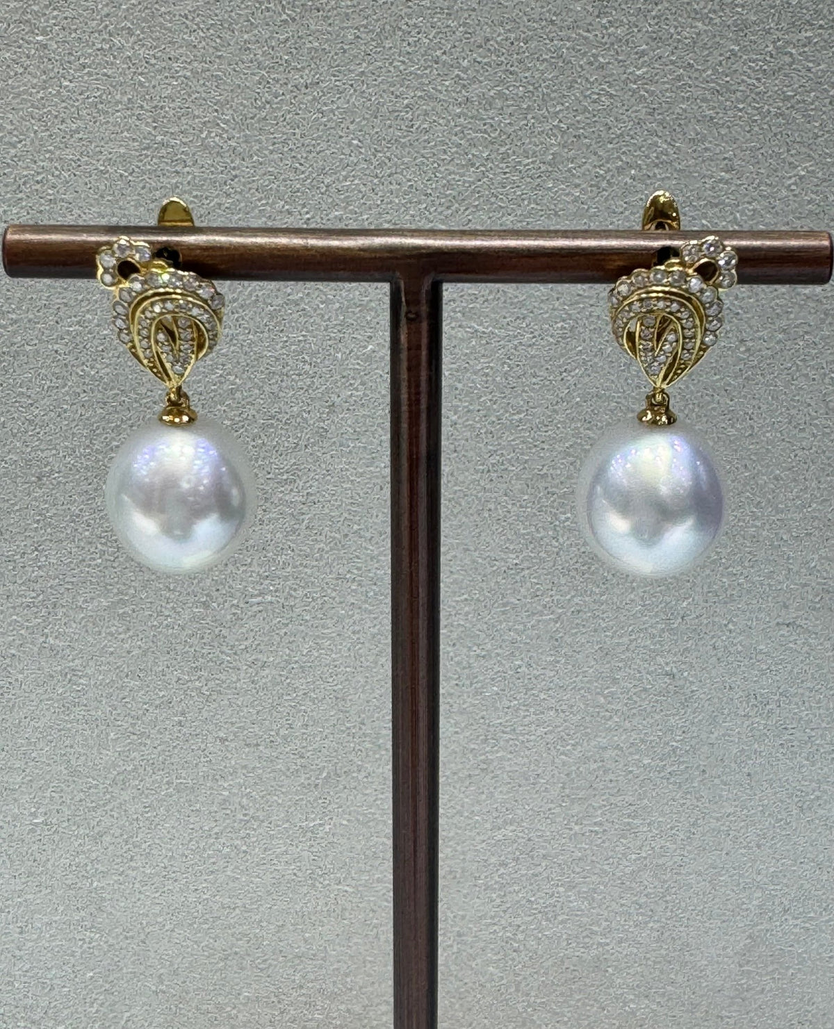 South Sea Pearl & Diamond Drop Earrings - Aurum Jewels