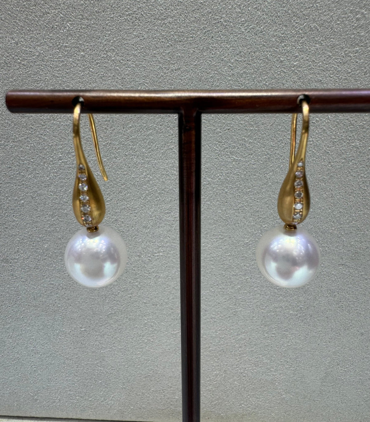 South Sea Pearl, Rose Gold & Diamond Earrings - Aurum Jewels