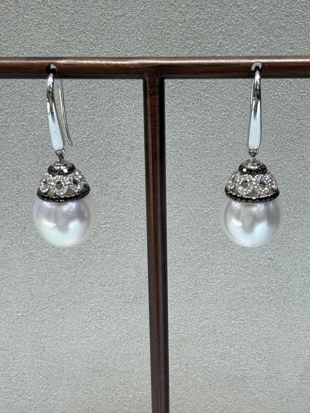 South Sea Pearl, White Gold & Diamond Earrings - Aurum Jewels