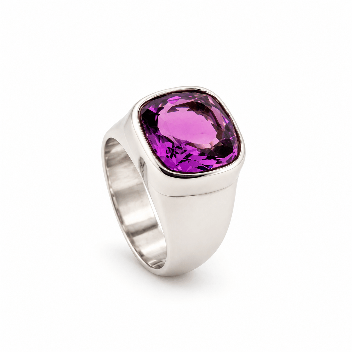 Sterling Silver & Bezel Set Amethyst Dress Ring - Aurum Jewels