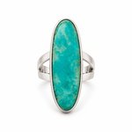 Sterling Silver & Long Oval Amazonite Dress Ring - Aurum Jewels