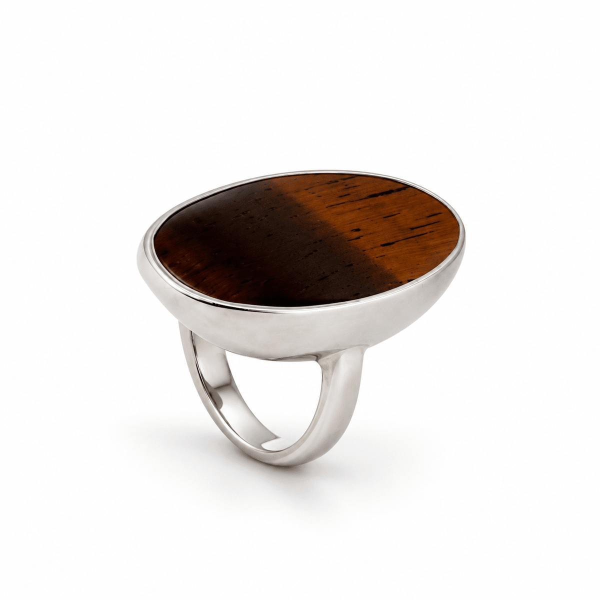 Sterling Silver & Oval Shaped Tigers Eye Dress Ring - Aurum Jewels