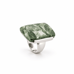 Sterling Silver & Rectangular Shaped Seraphinite Dress Ring - Aurum Jewels