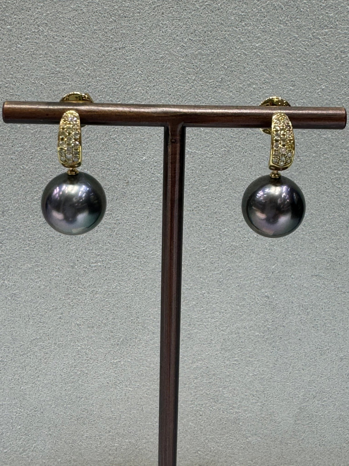 Tahitian Pearl & Yellow Diamond Earrings - Aurum Jewels