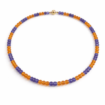 Tanzanite & Mandarin Garnet Gemstone Bead Necklace - Aurum Jewels