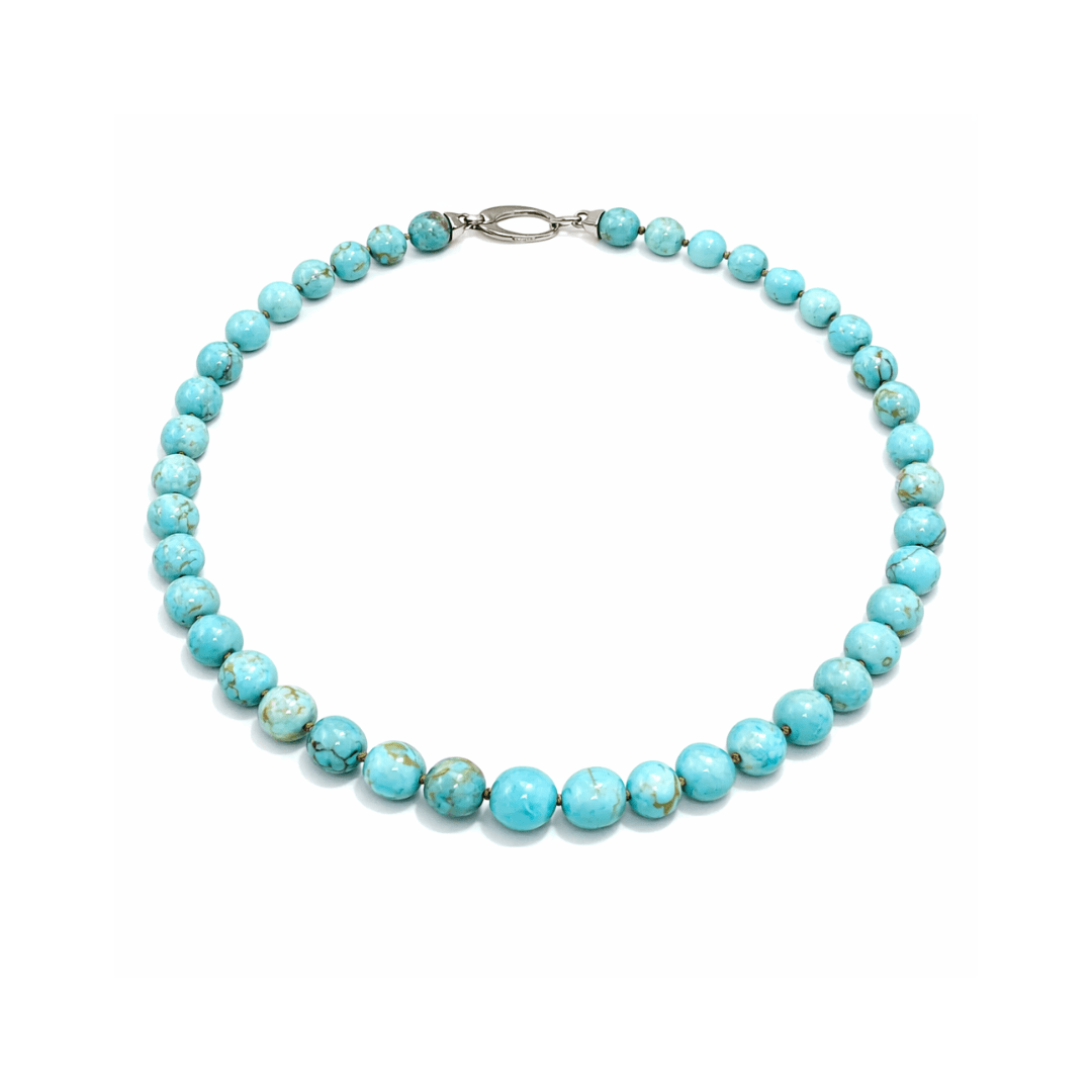 Turquoise Gemstone Bead Necklace 45cm 7.5mm - 8.8mm - Aurum Jewels