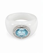 White Jade Diamond & Sky Blue Topaz Ring - Aurum Jewels