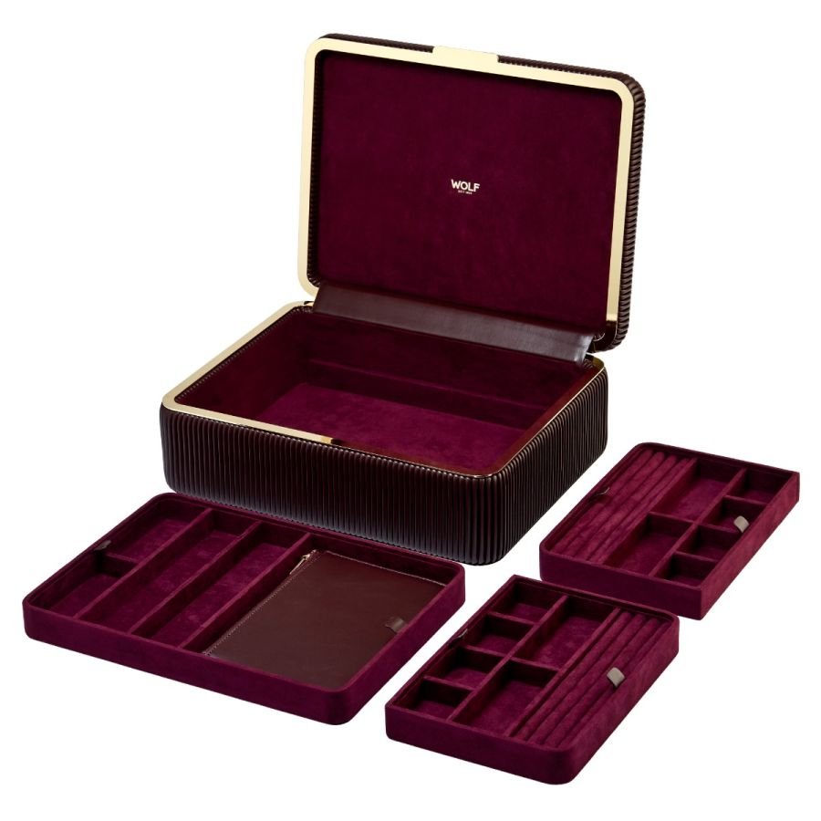 Wolf Bella Large Jewellery Box in Bordeaux - Aurum Jewels