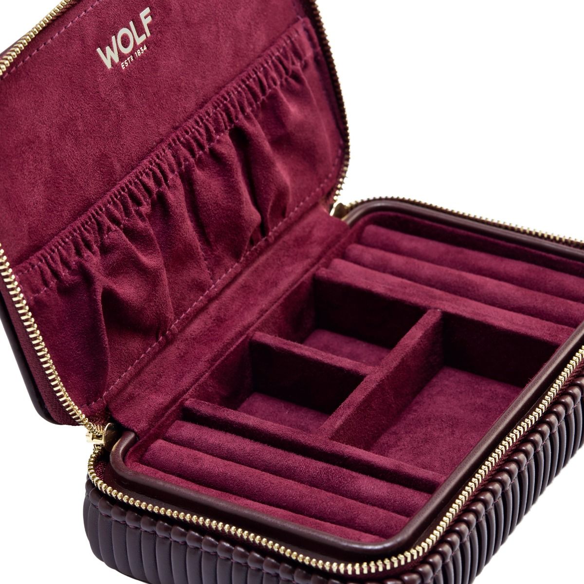 Wolf Bella Zip Case in Bordeaux - Aurum Jewels