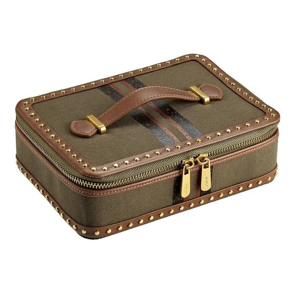 Wolf Ida Travel Zip Khaki Jewellery Case - Aurum Jewels