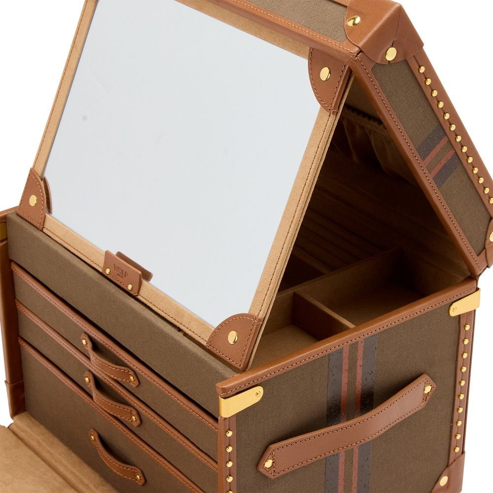 WOLF Ida Trunk Jewellery Box Khaki - Aurum Jewels