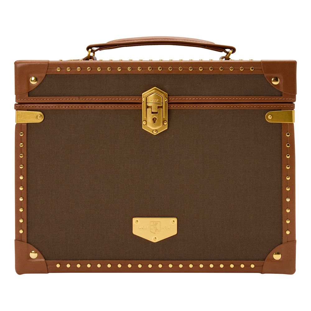 WOLF Ida Trunk Jewellery Box Khaki - Aurum Jewels