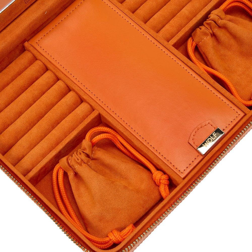 WOLF Maria Large Zip Case Tangerine - Aurum Jewels