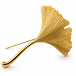 Yellow Gold Gold Textured Leaf Brooch - Aurum Jewels