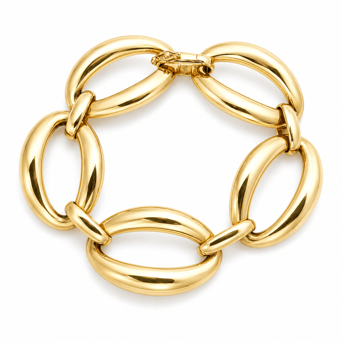 Yellow Gold Italian - Made Domed Oval Link Bracelet - Aurum Jewels