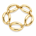 Yellow Gold Italian - Made Domed Oval Link Bracelet - Aurum Jewels